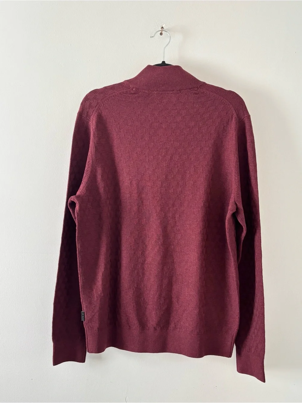 Ted Baker London NWT Men’s Jeremee Branded Texture Zip Neck Jumper Sweater